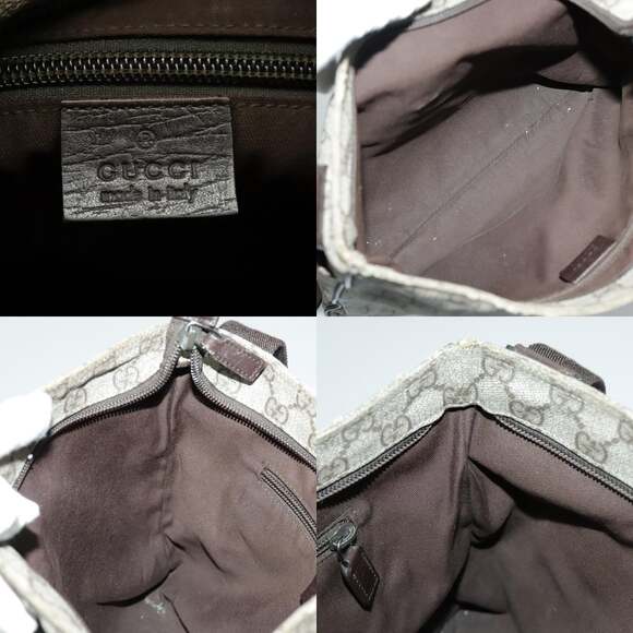 GUCCI GG Supreme Shoulder Bag Pvc Beige Silver - Picture 12 of 13